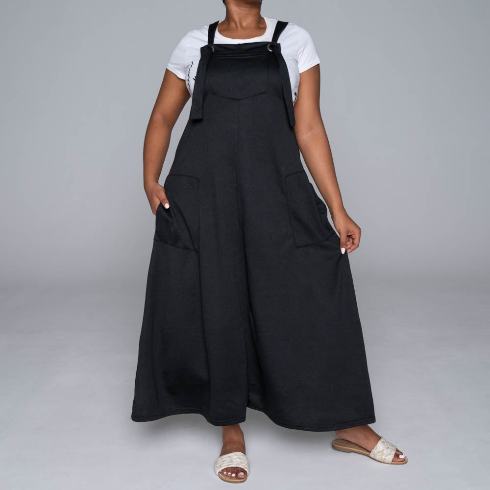 Black Pinafore Pocket Edit Dress