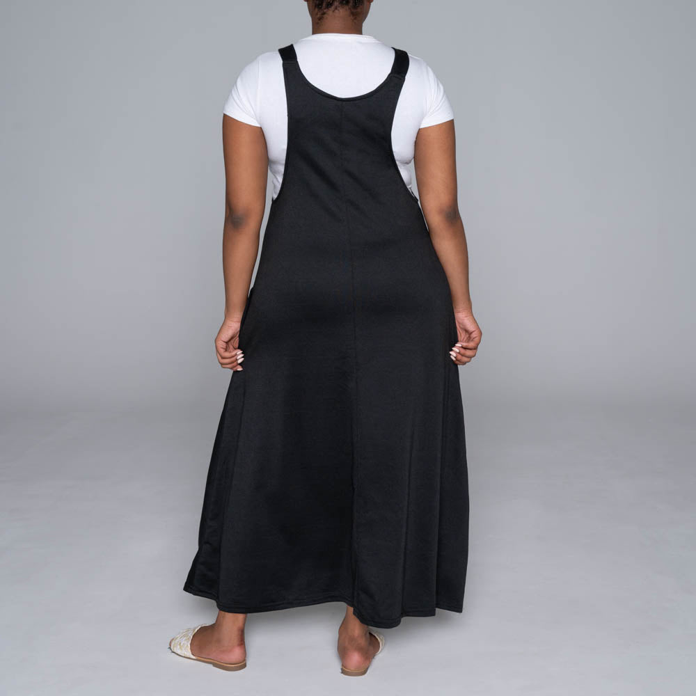 Black Pinafore Pocket Edit Dress