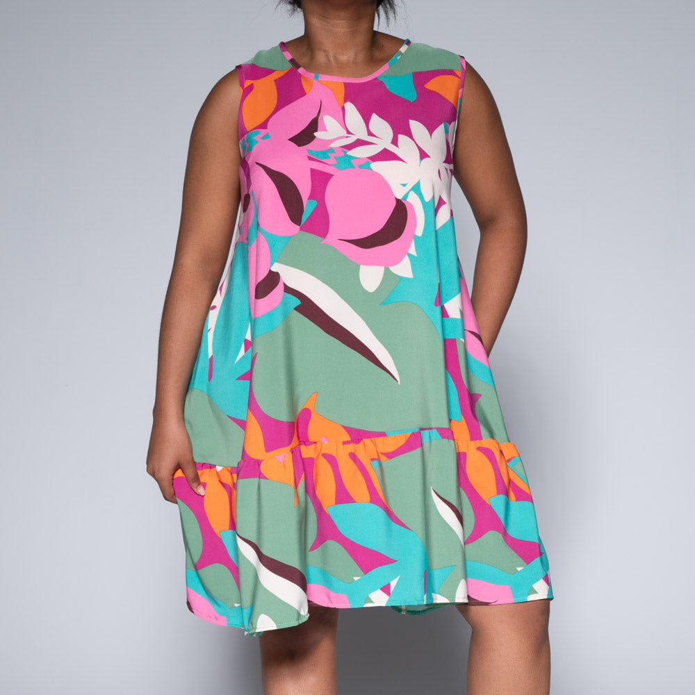 Printed Tiered Sleeveless Dress