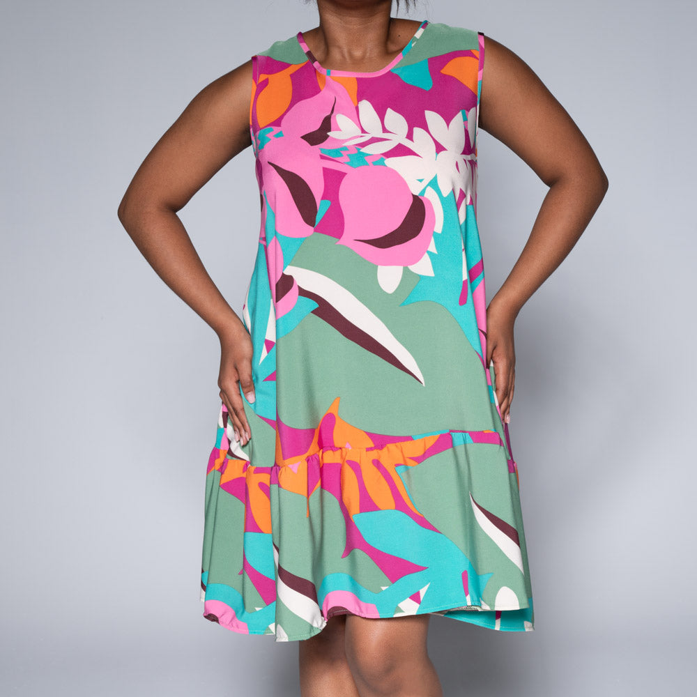 Printed Tiered Sleeveless Dress