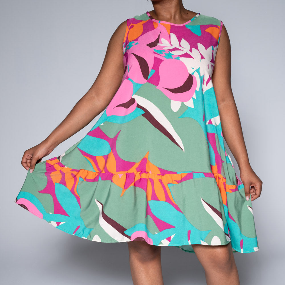 Printed Tiered Sleeveless Dress