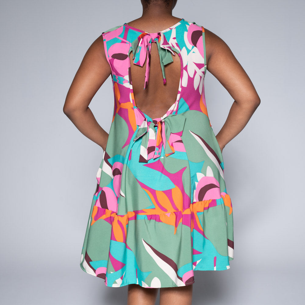 Printed Tiered Sleeveless Dress