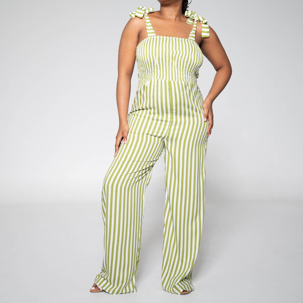 Chartreuse Striped Jumpsuit