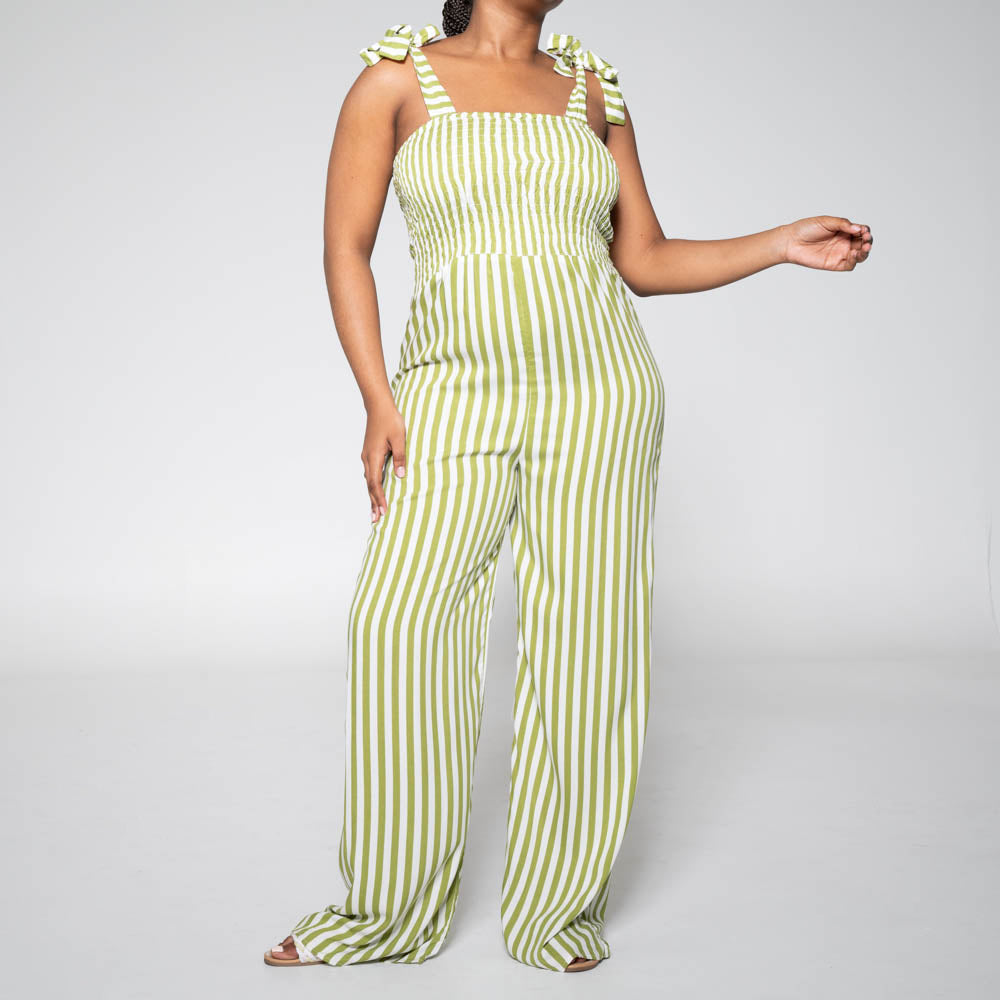 Chartreuse Striped Jumpsuit