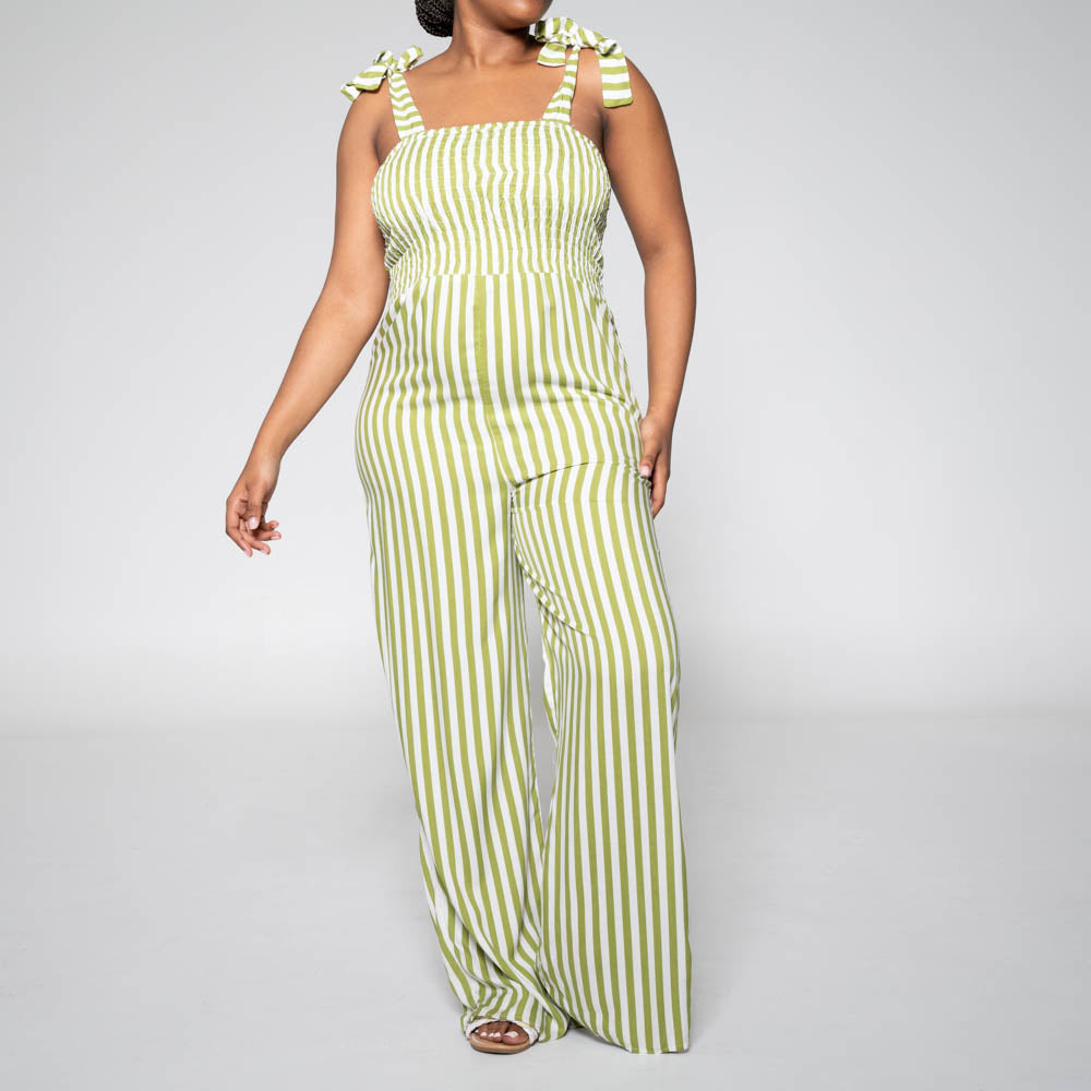 Chartreuse Striped Jumpsuit