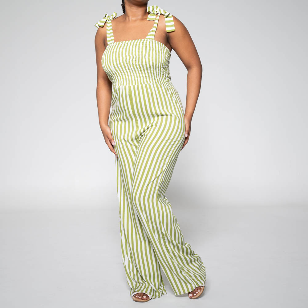 Chartreuse Striped Jumpsuit