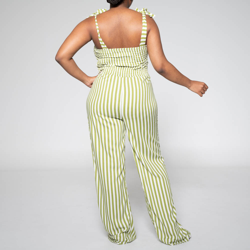 Chartreuse Striped Jumpsuit