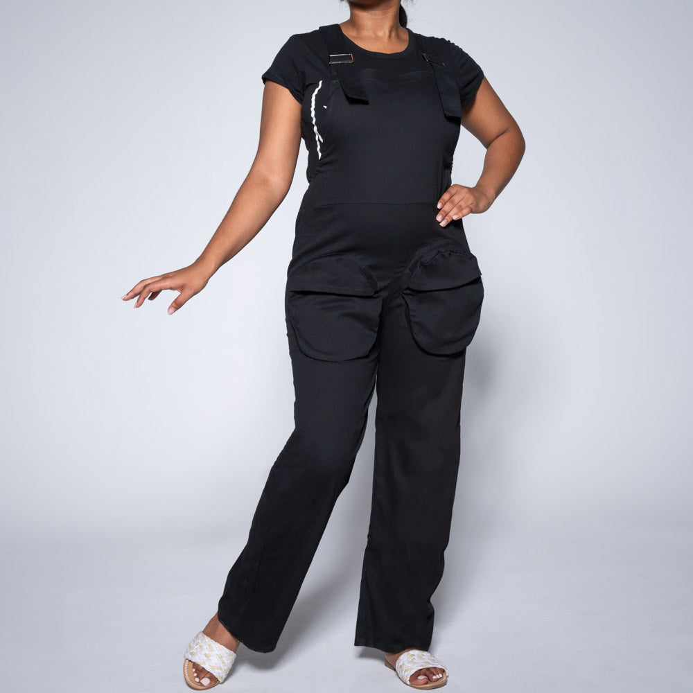 Black Peach Twill Jumpsuit