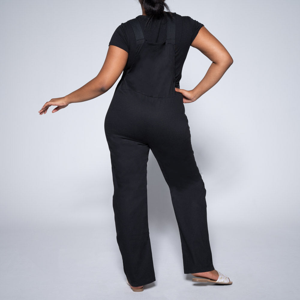 Black Peach Twill Jumpsuit