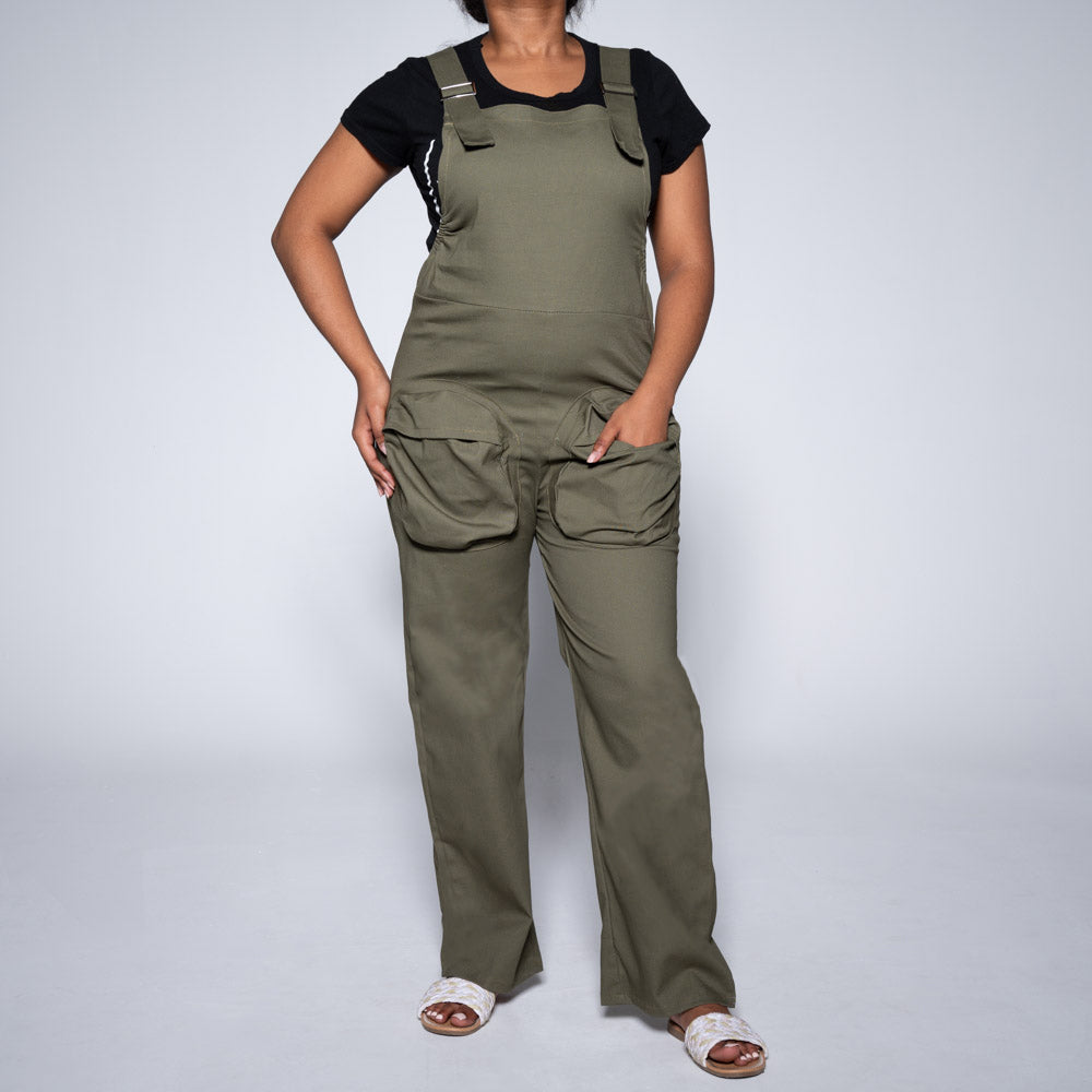 Olive Peach Twill Jumpsuit