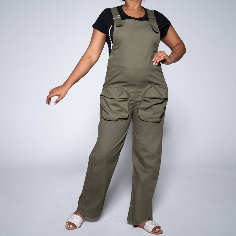 Olive Peach Twill Jumpsuit