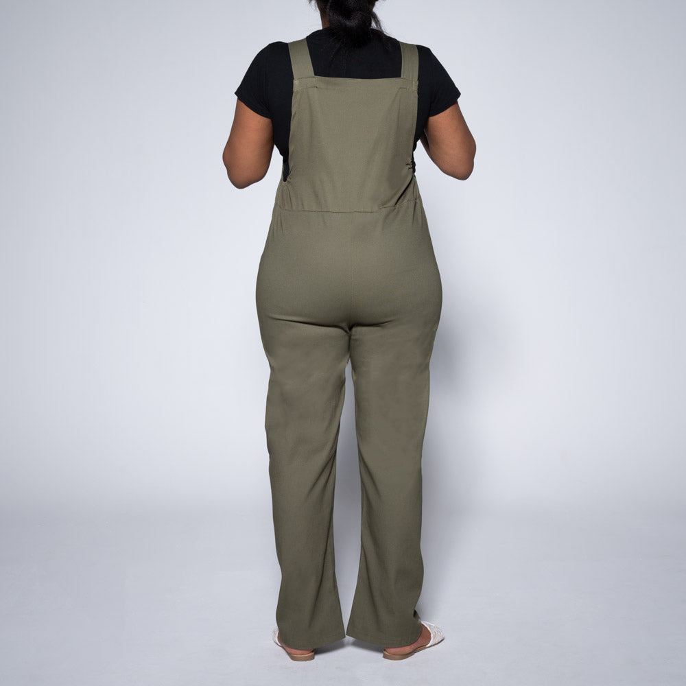 Olive Peach Twill Jumpsuit