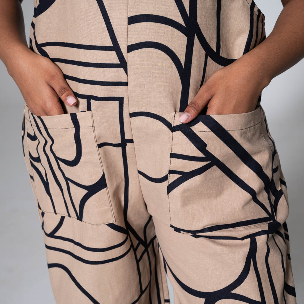 Printed Linen Jumpsuit