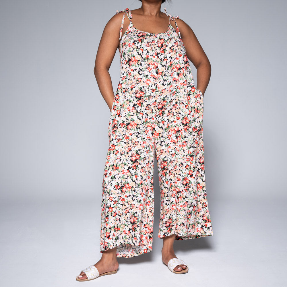 Strappy Viscose Printed Jumpsuit