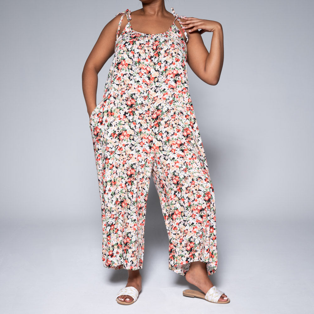 Strappy Viscose Printed Jumpsuit