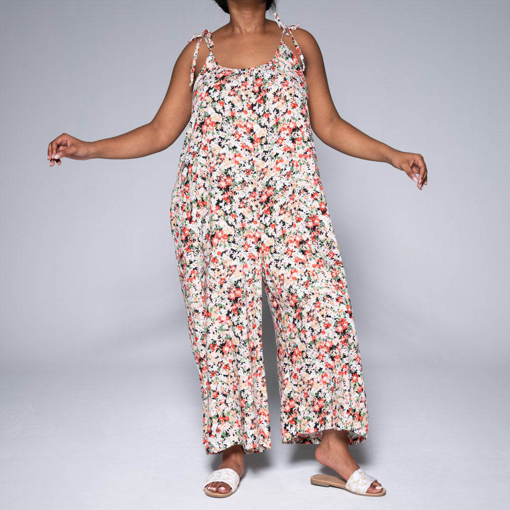 Strappy Viscose Printed Jumpsuit