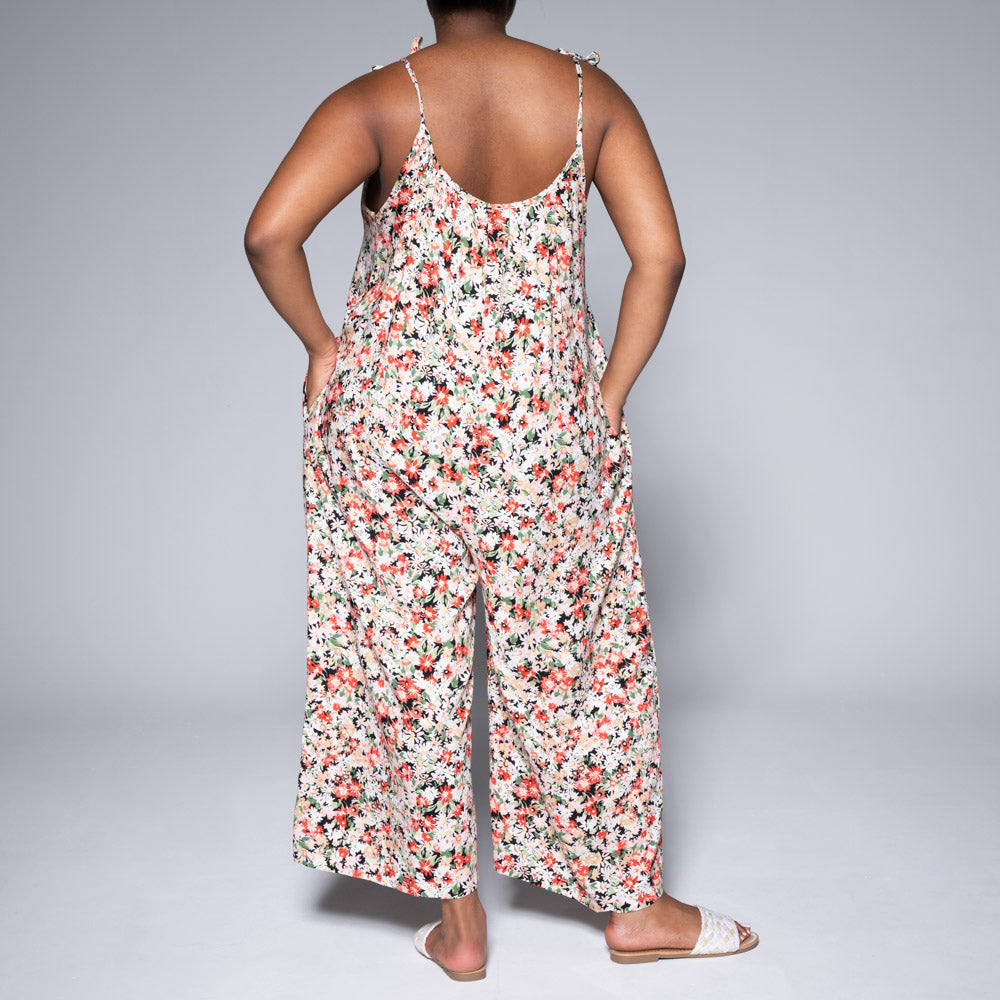 Strappy Viscose Printed Jumpsuit