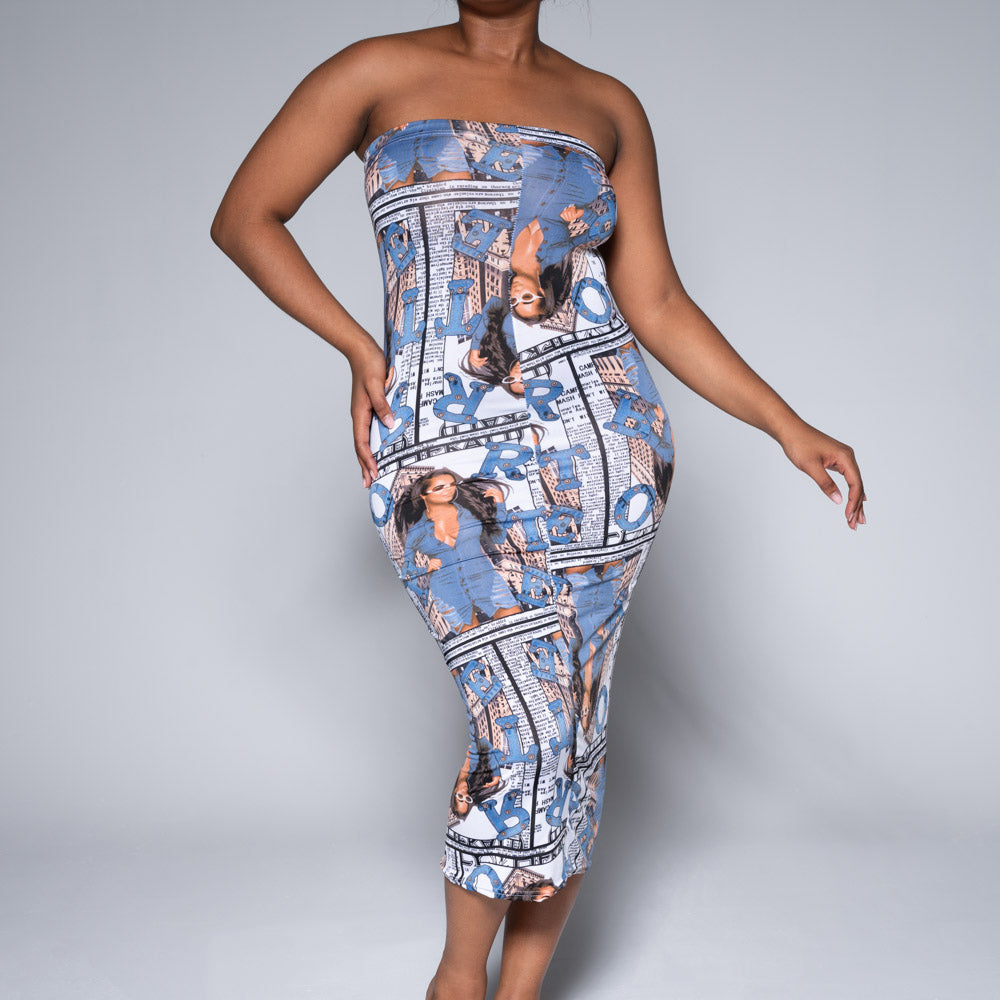 Printed Boobtube Dress