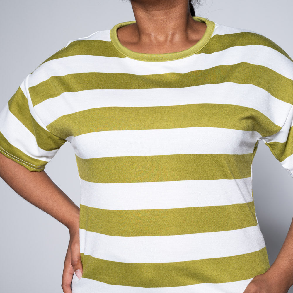 Chartreuse Striped Top And Shorts