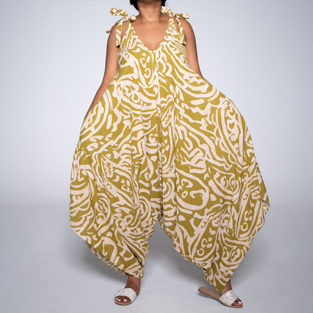 Chartreuse Printed Jumpsuit