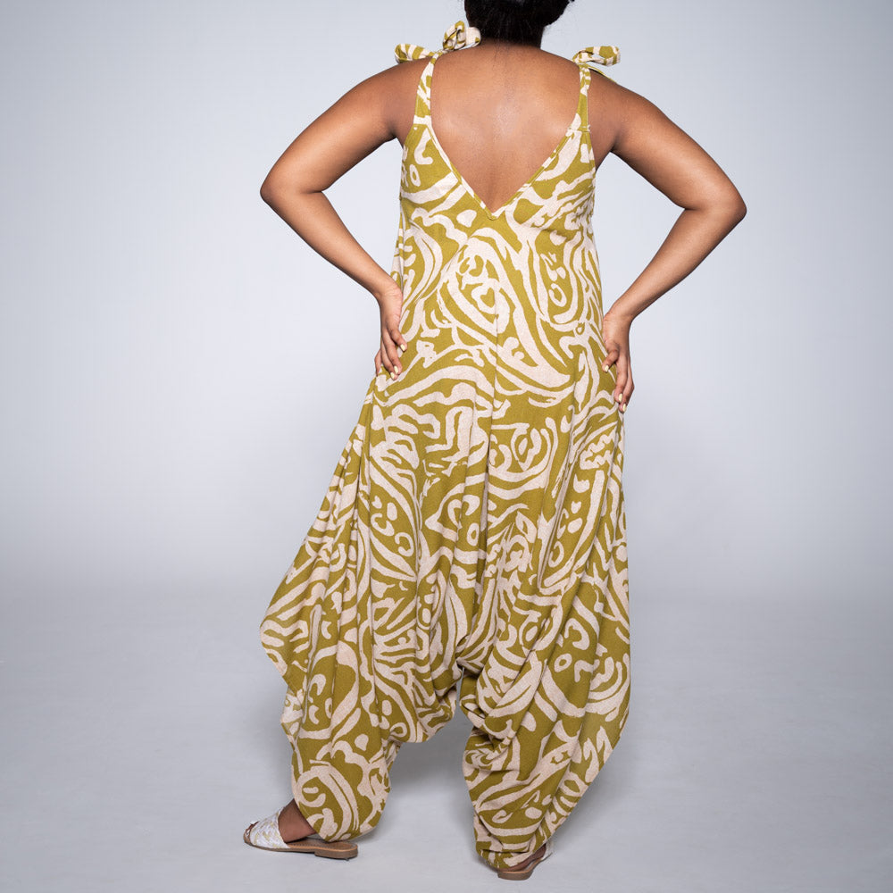 Chartreuse Printed Jumpsuit