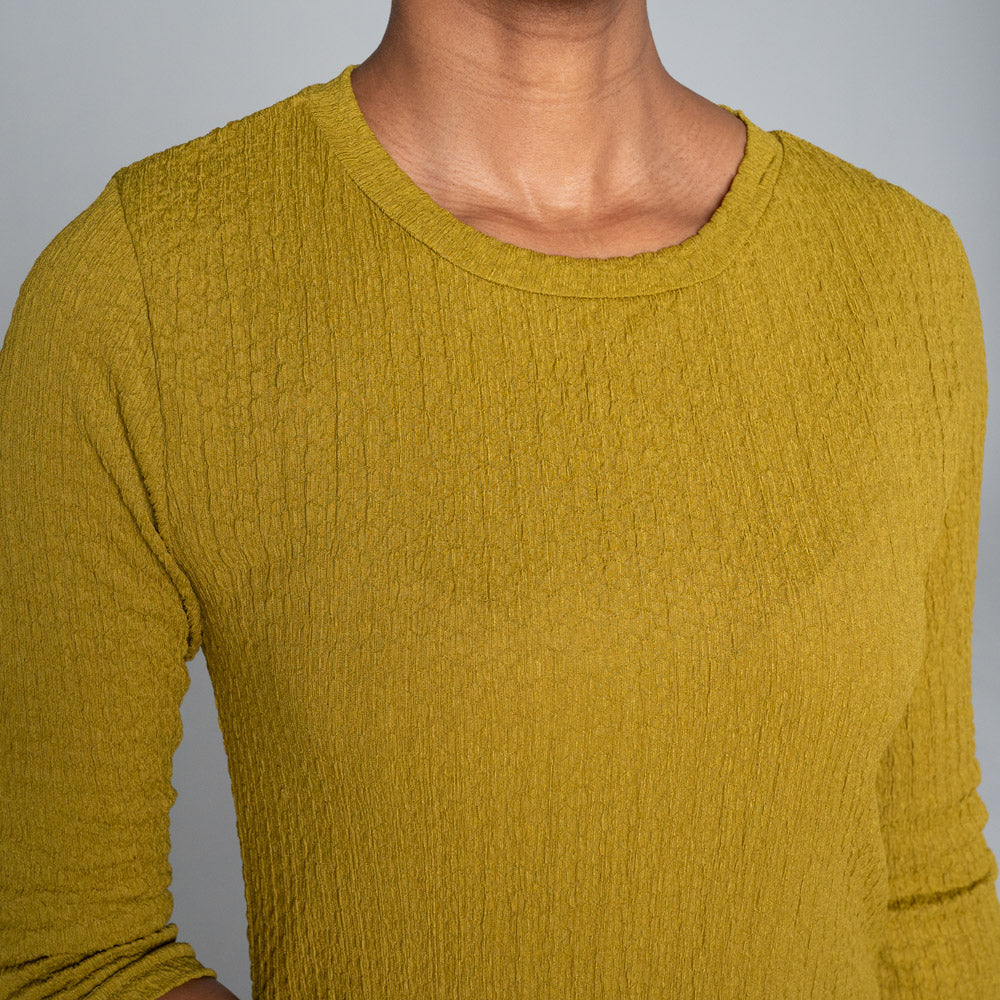 Chartreuse Crinkle Knit Dress