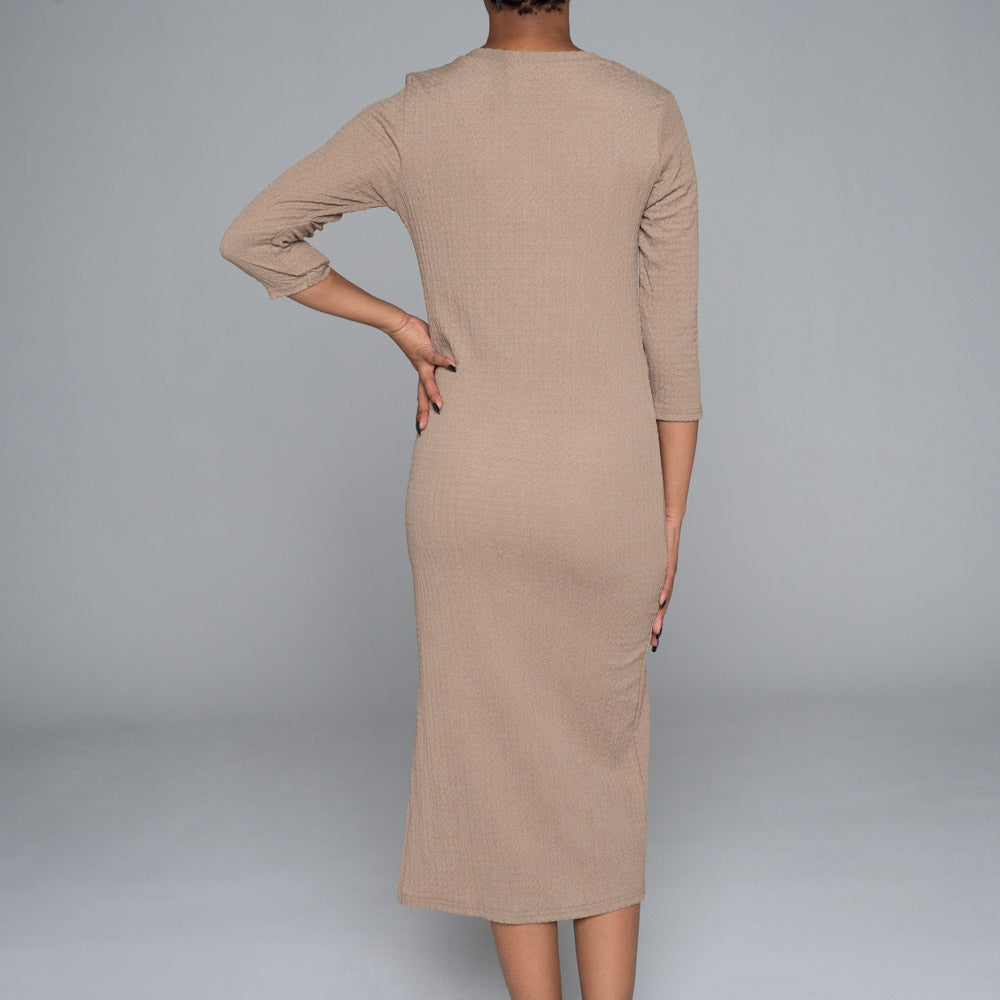 Taupe Crinkle Knit Dress