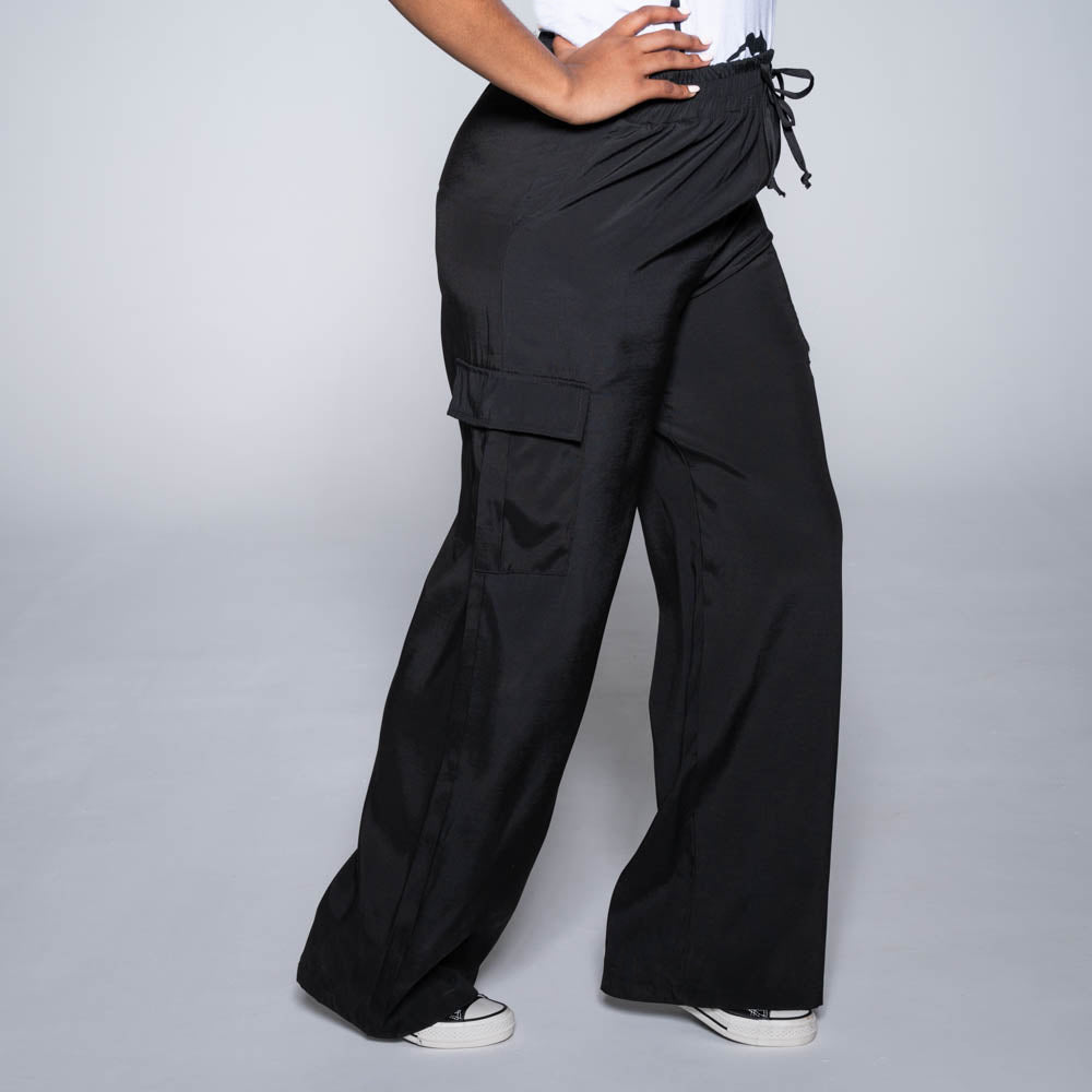 Black Viscose Cargo Pants