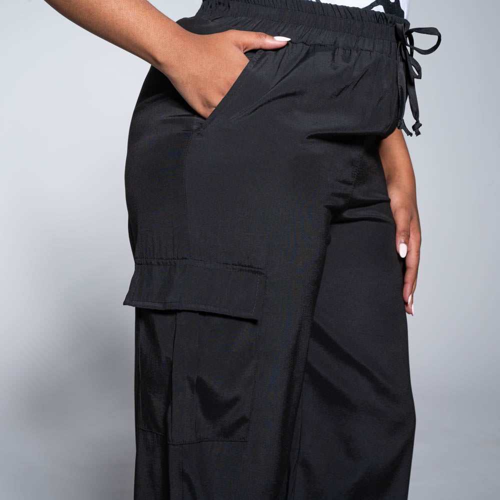 Black Viscose Cargo Pants