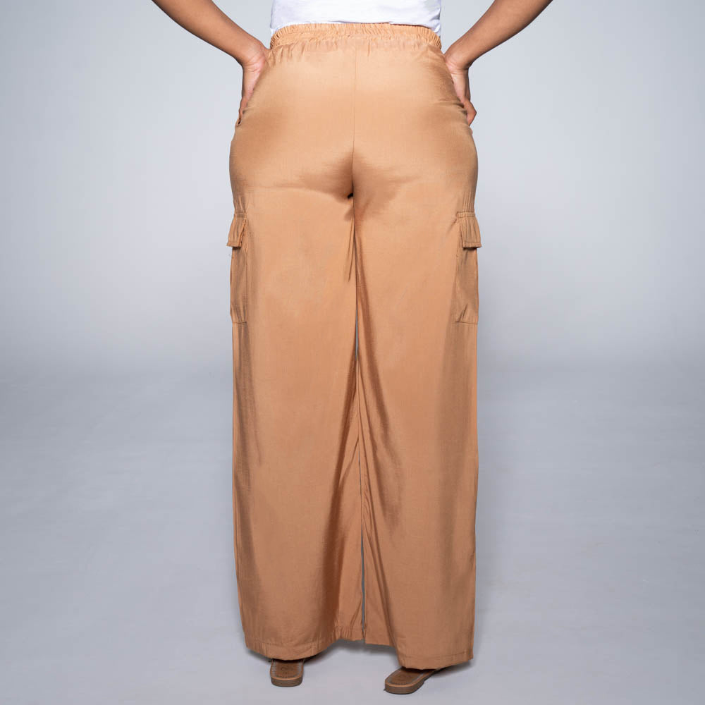 Camel Viscose Cargo Pants