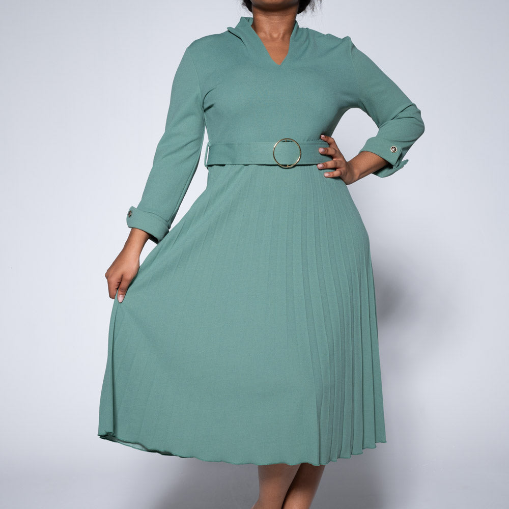 Sage Pleated Dress