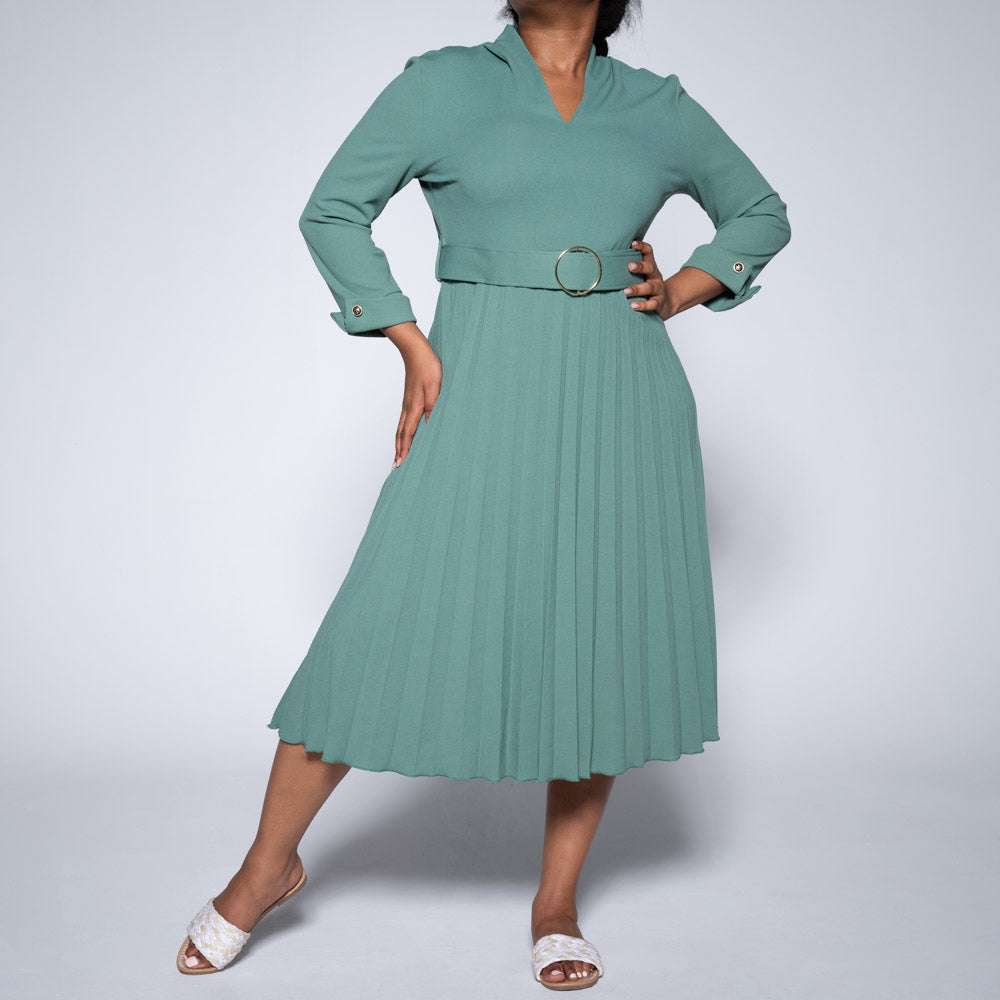 Sage Pleated Dress