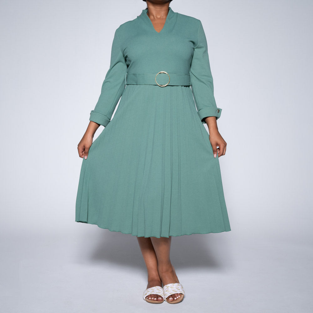 Sage Pleated Dress