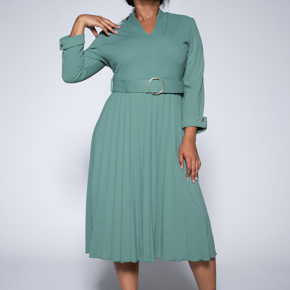 Sage Pleated Dress