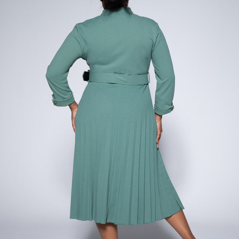 Sage Pleated Dress