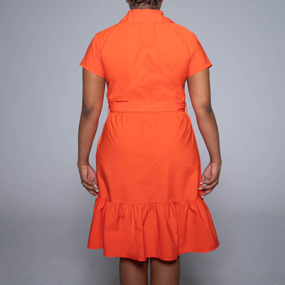 Tangerine Belt Detail Dress