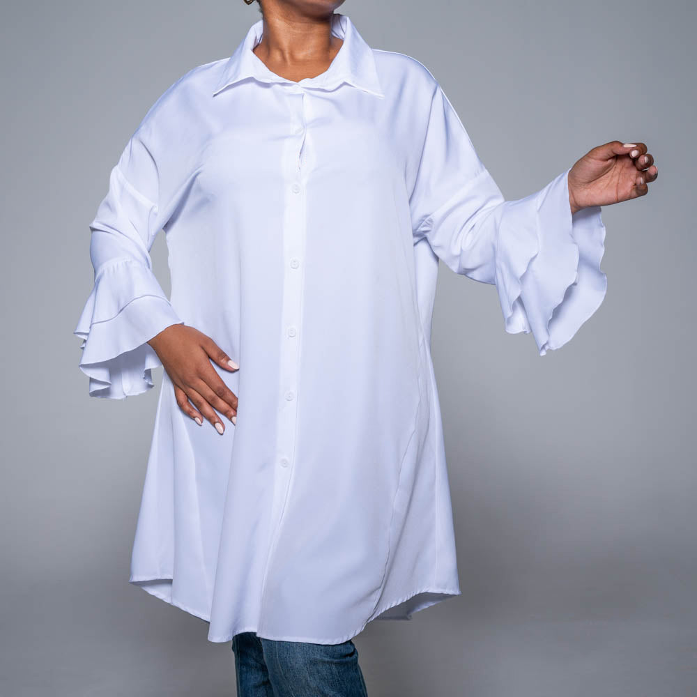 Optical White Long Sleeve Tunic