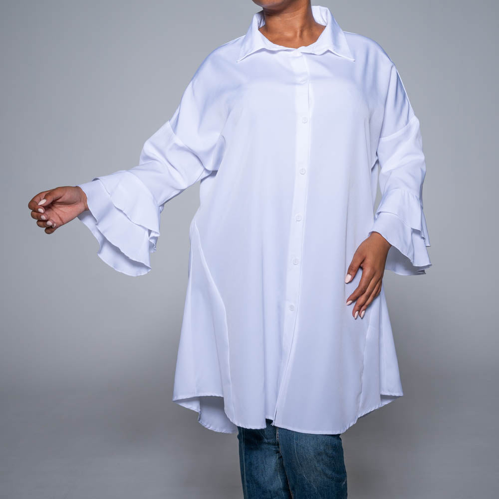 Optical White Long Sleeve Tunic