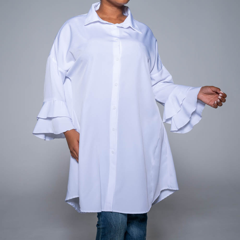 Optical White Long Sleeve Tunic