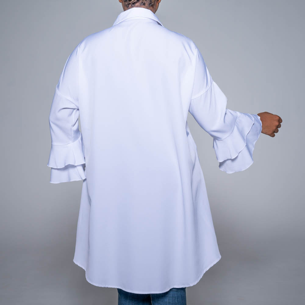 Optical White Long Sleeve Tunic