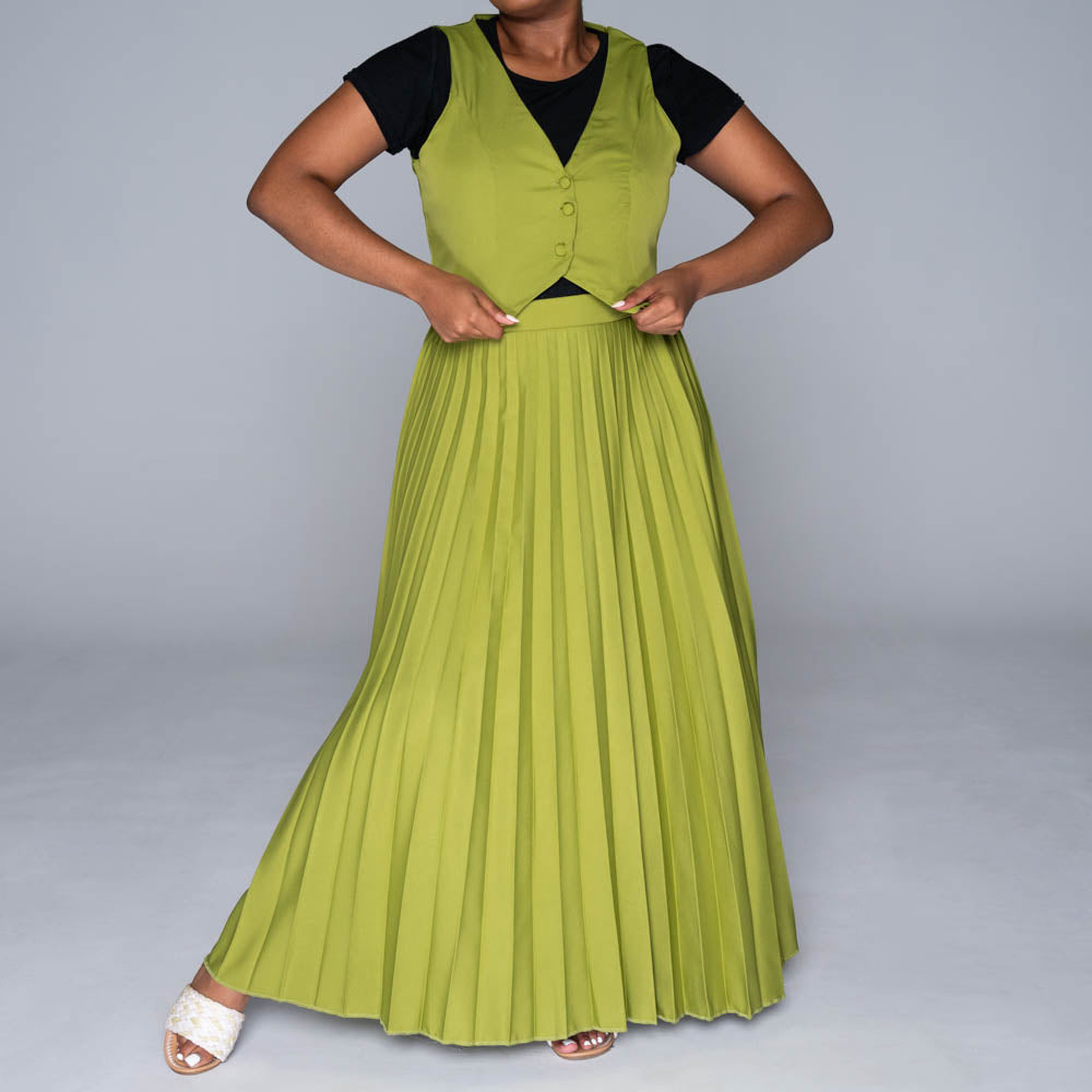 Waistcoat And Pleated Skirt Set