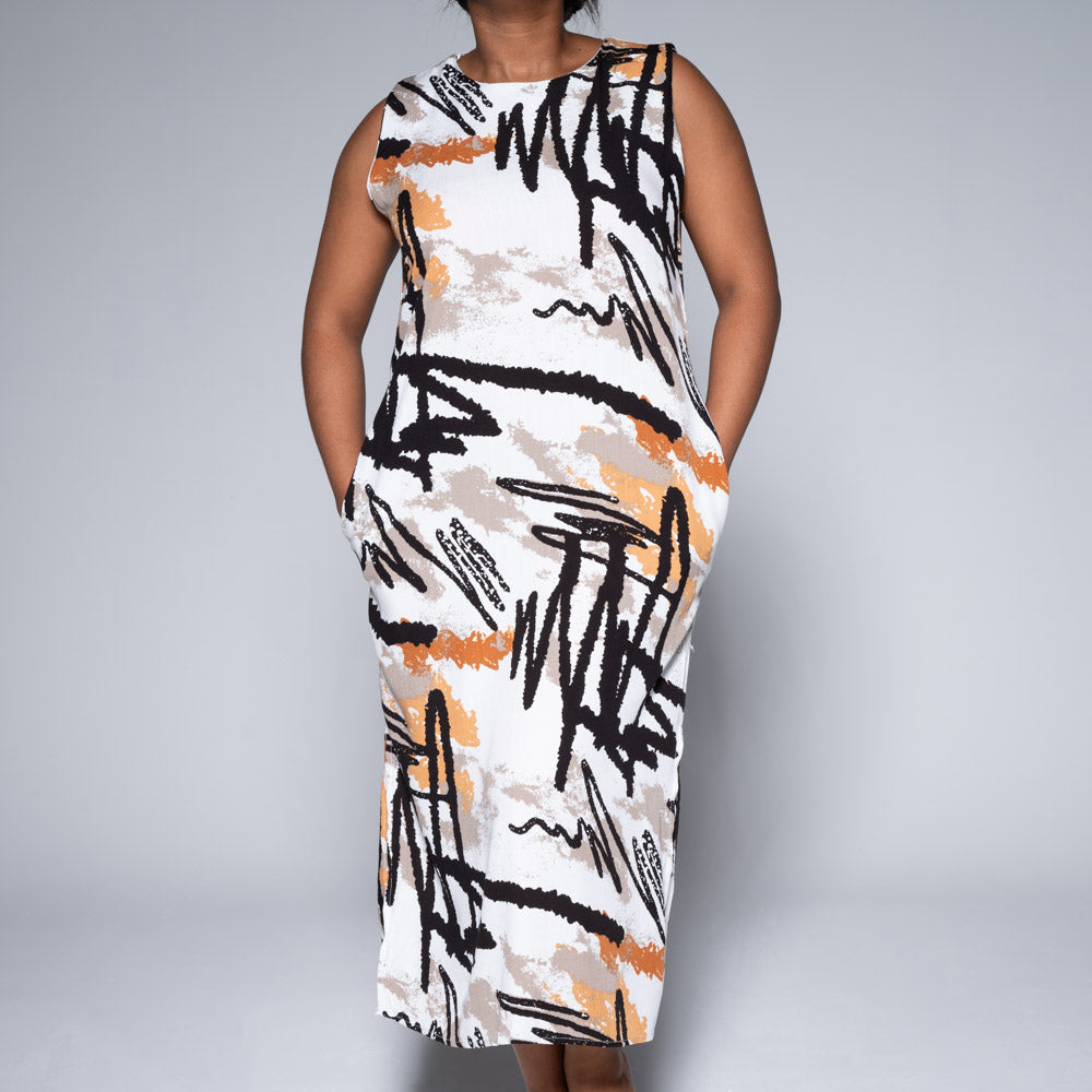 Printed Sleeveless Viscose Dress