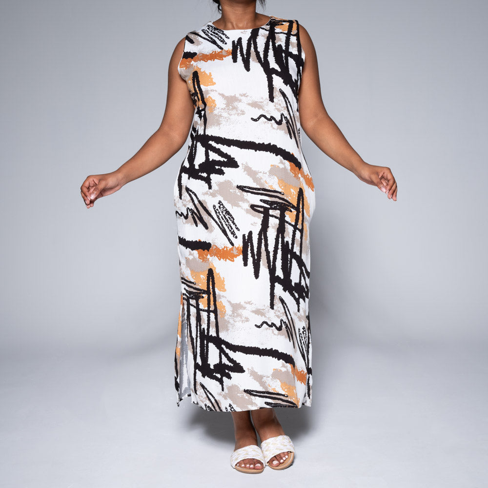 Printed Sleeveless Viscose Dress