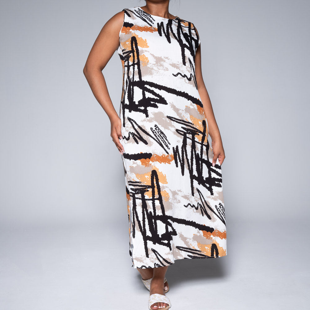 Printed Sleeveless Viscose Dress