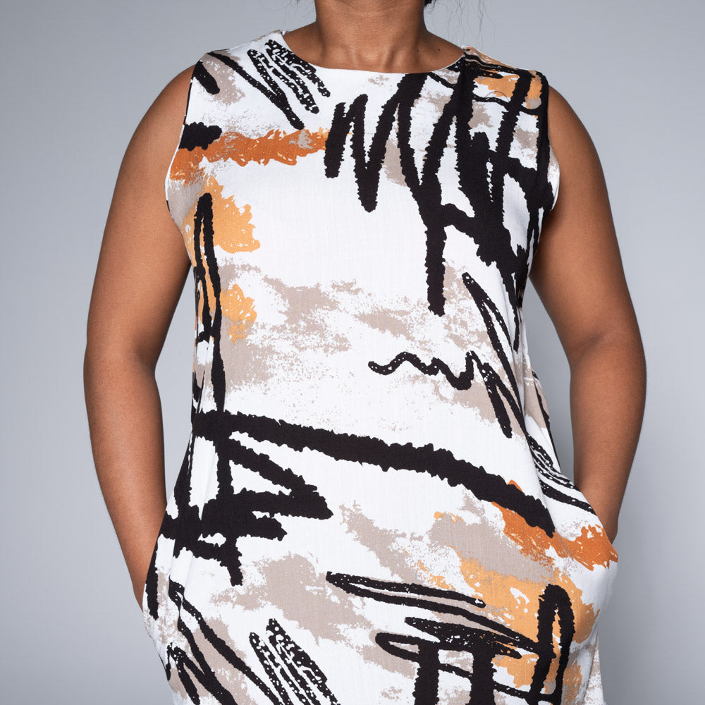 Printed Sleeveless Viscose Dress