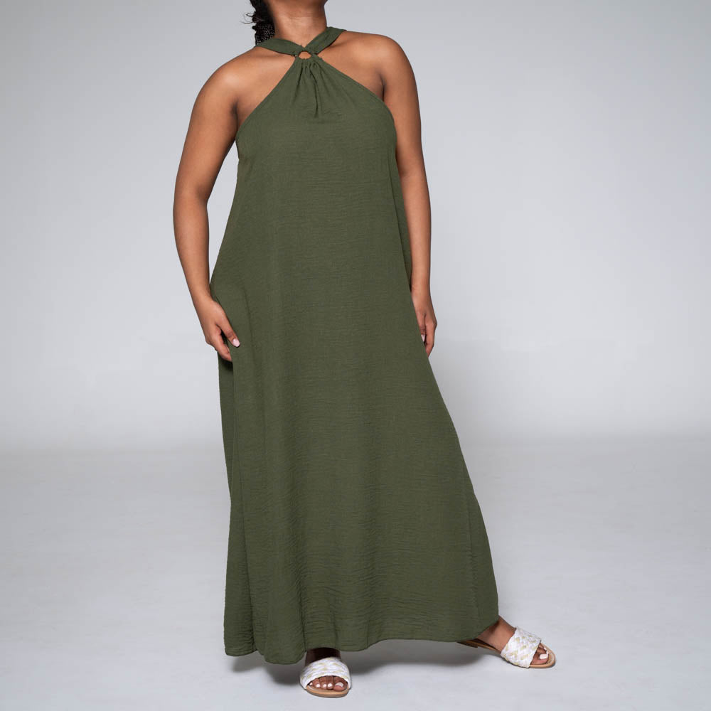 Olive Sleeveless Strappy Dress