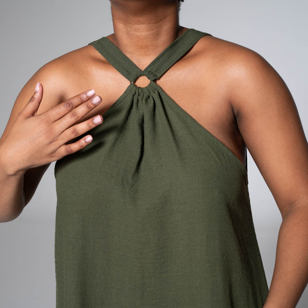 Olive Sleeveless Strappy Dress