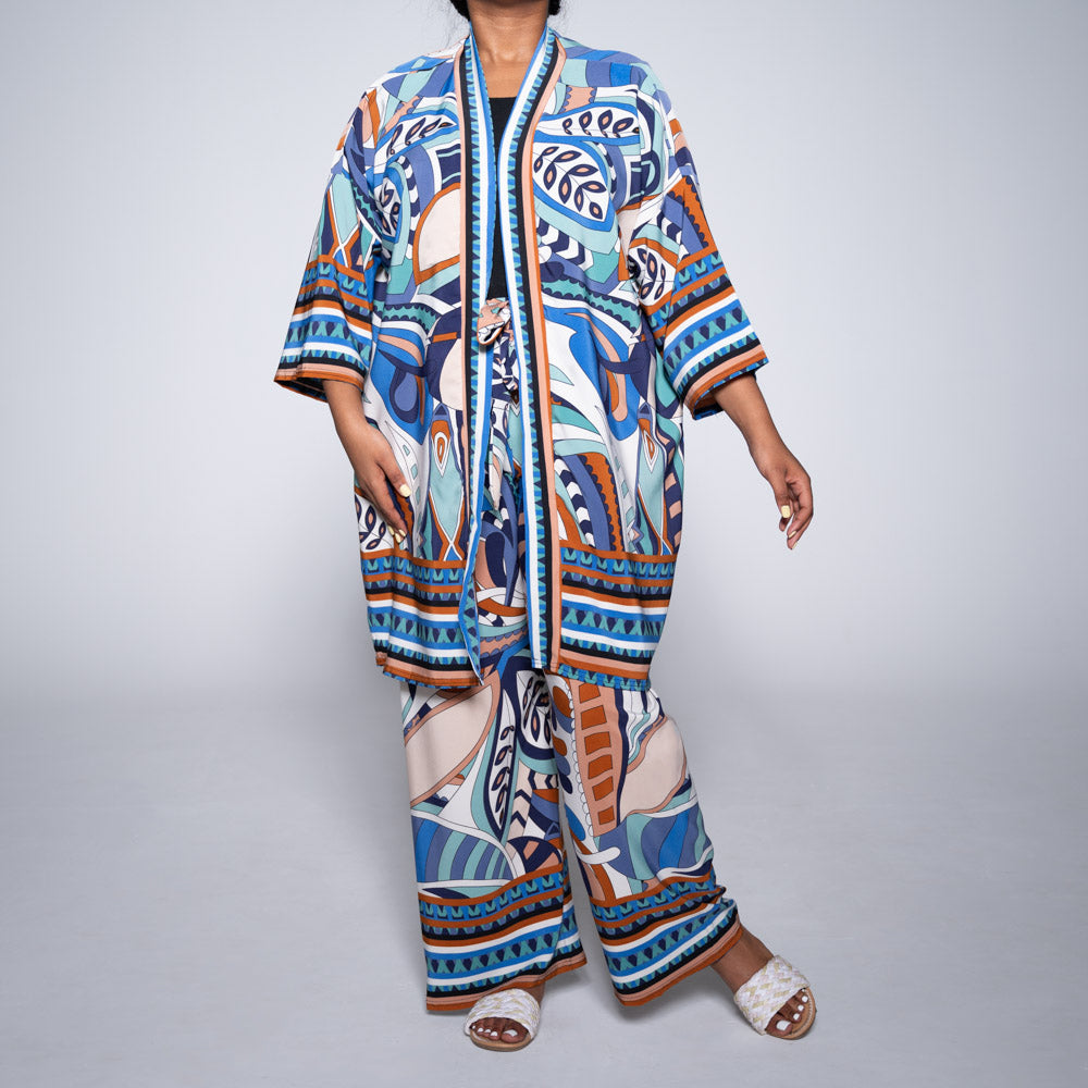 Border Print Kimono