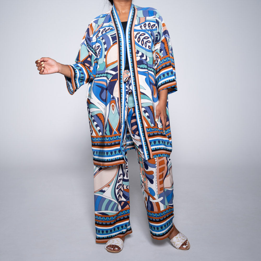 Border Print Kimono