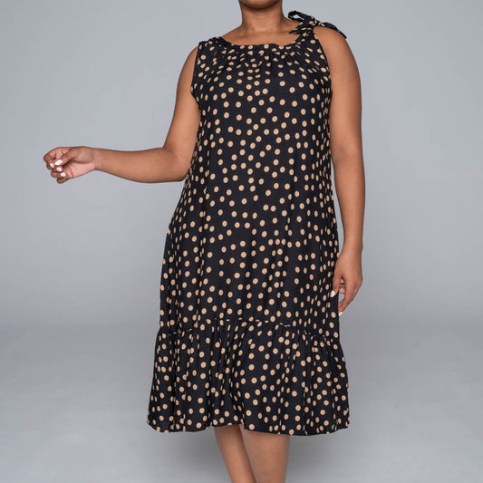 Spotted Viscose Sleeveless Tiered Tunic